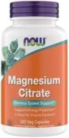 Now Supplements, Magnesium Citrate, Enzyme Function*, Nervous System Support*, Critical for Enzyme Function*, Gluten Free, Vegan, Kosher, Non-GMO 360 Vegetarian Capsules
