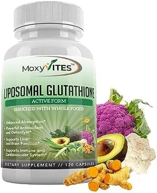 Liposomal Glutathione Supplement 500mg - Pure L Glutathione (GSH) Reduced - Active Form, Non GMO Phospholipid Complex - Made with Organic Whole Food for Glutathione Synthesis - Antioxidant - 120 Count