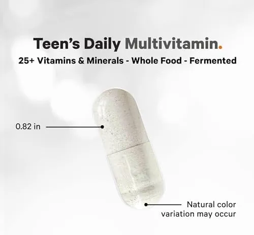 Codeage Teen’s Daily Multivitamin Supplement, 25+ Vitamins & Minerals for Teenage Boys & Girls, Organic Whole Foods Vitamins for Teenagers, Vitamin A, B Vitamins, Vitamin C, D, E, K, Omega-3, 2 Pack - Image 8
