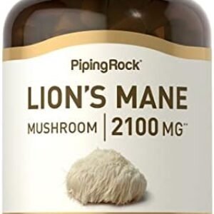 Piping Rock Lions Mane Supplement Capsules | 2100mg | 120 Count | Mushroom Herbal Extract | Hericium Erinaceus | Vegetarian, Non-GMO, Gluten Free
