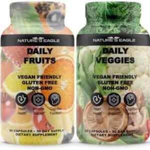 Nature’s Eagle Fruits and Veggies Supplement | Whole Natural Food – Red & Green Superfood, Non-GMO, Vegan Friendly | Fruit and Vegetable Supplements for Adults and Kids | 30 Day Supply