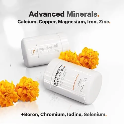 Codeage Teen’s Daily Multivitamin Supplement, 25+ Vitamins & Minerals for Teenage Boys & Girls, Organic Whole Foods Vitamins for Teenagers, Vitamin A, B Vitamins, Vitamin C, D, E, K, Omega-3, 2 Pack - Image 6
