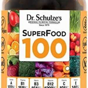 Dr. Schulze’s | SuperFood 100 | Vitamin & Mineral Herbal Concentrate | Dietary Supplement | Daily Nutrition & Increased Energy | Gluten-Free & Non-GMO | Vegan & Organic | 270 Tabs | Packaging May Vary