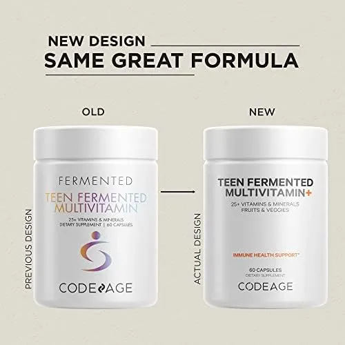 Codeage Teen’s Daily Multivitamin Supplement, 25+ Vitamins & Minerals for Teenage Boys & Girls, Organic Whole Foods Vitamins for Teenagers, Vitamin A, B Vitamins, Vitamin C, D, E, K, Omega-3, 2 Pack - Image 3