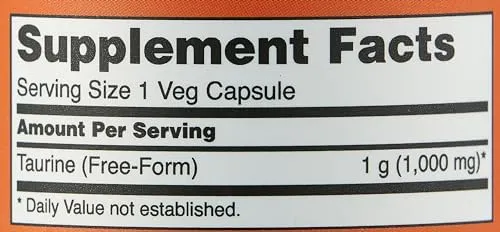 NOW Foods by Now Double Strength Taurine Nervous System Health 1000mg 100 Capsul - Image 4