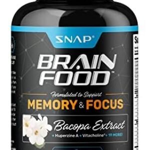 Nootropics Brain Booster Supplement for Memory and Focus – Improve Brain Focus, Clarity & Memory Supplements for Seniors & Adults + Energy & Mood Booster – Bacopa Extract, Ginkgo Biloba (60 Capsules)