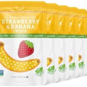 Nature’s Turn Freeze-Dried Fruit Snacks, Strawberry Banana Crisps, Pack of 6 (0.53 oz Each)