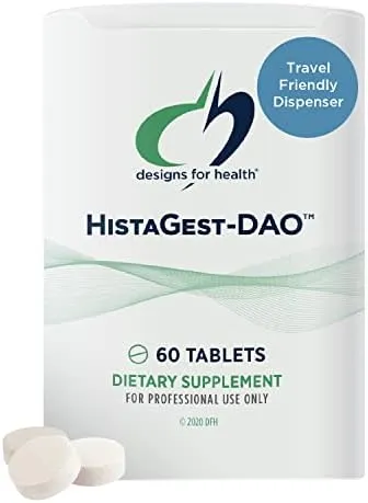 Designs for Health HistaGest-DAO - Diamine Oxidase DAO Enzyme to Support Digestion of Histamine-Containing Foods - 20,000 HDU DAO Diamine Oxidase Enzymes (60 Gastro-Resistant Tablets)
