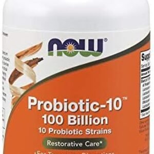 NOW Supplements, Probiotic-10™, 100 Billion, with 10 Probiotic Strains,Dairy, Soy and Gluten Free, Strain Verified, 60 Veg Capsules