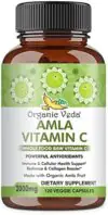 Organic Veda Amla Capsules Natural Vitamin C Supplements – Organic Whole Food Vitamin C Amla Powder for Immunity, Skin Radiance, Antioxidants Wellness – Non GMO, Raw Vegan Vitamin C Capsules 120