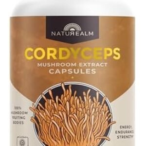 Naturealm – Cordyceps Capsules – Mushroom Extract for More Energy and Improved Mood, 90 Vegetarian Caps, 30-Day Supply