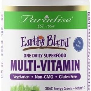 Paradise Herbs Earth’s Blend, ORAC Energy Greens, Multivitamin, Contains No Iron, Contains Vitamins A,B,C,D,K2, 60 Vegetarian Capsules
