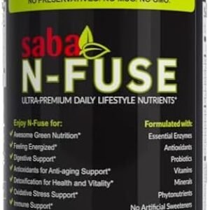Saba N-Fuse-Whole Food Daily Nutrition,-Phytonutrients, Pre and Probiotics, Enzymes, Adoptagens, Antioxidants, GlutenFree, Vegan, Keto Friendly -30 Servings
