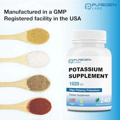 Puregen Labs Potassium Bicarbonate Supplement 1020 mg | Non-GMO | Gluten Free | Made in USA | 240 Vegetarian Capsules - Image 4
