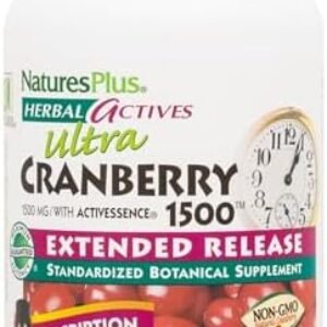 NaturesPlus Herbal Actives Ultra Cranberry, Extended Release – 1500 mg, 30 Vegetarian Tablets – Prescription Quality Supplement, Promotes Urinary Tract Health – Gluten-Free – 30 Servings