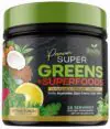 Greens Powder Superfood Supplement – Super Green Reds Smoothie Mix Blend with Spirulina, Wheat Grass, Chlorella, Beets, Probiotics, Natural Antioxidants – Vegan, Non-GMO – 28 Servings