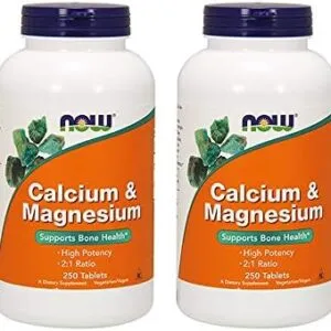 Now Foods Calcium & Magnesium, 250 Tablets (Pack of 2)