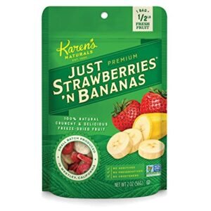 Karen’s Naturals Organic Just Strawberries ‘N Bananas, 2 Ounce Pouch Organic All Natural Freeze-Dried Fruits & Vegetables, No Additives or Preservatives, Non-GMO