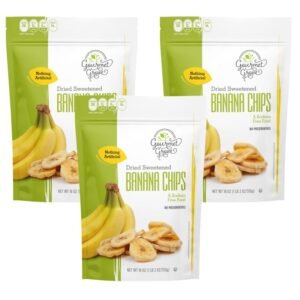 Gourmet Grove – Dried Banana Chips 18 oz Pouch | Lightly Sweetened Dried Fruit | Ideal for Pairing with Cereals, Salads, Trail Mixes | Vegan, Keto Diet Friendly Snack, Kosher | Pack of 3 – 54 oz | More than 3 Lbs