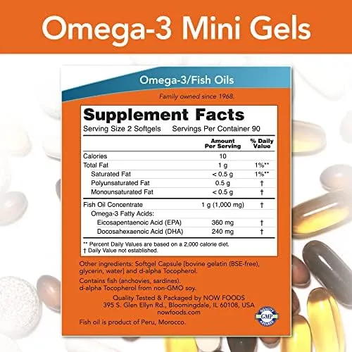Omega-3 Mini Gels, 180 softgels by Now Foods (Pack of 2) - Image 2