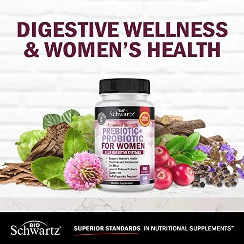 Prebiotics and Probiotics for Women - with Black Cohosh and Red Clover for Gut, Vaginal and Immune Health Support, Whole Food Digestive Enzymes Capsules, Lactobacillus Probiotic Supplement, 60 Count - Image 5