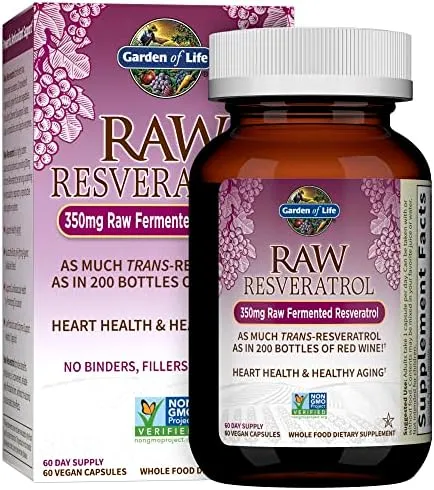 Garden Of Life Heart Resveratrol Supplement - Raw Whole Food Antioxidant Formula for Heart Health, 60 Capsules