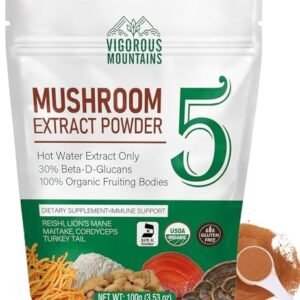 Organic Mushroom Extract Powder Supplement Blend – Lions Mane Turkey Tail Cordyceps Reishi Maitake Mushroom Complex for Health Benefits- Soluble to Everyday Dose Coffee/Tea /Cooking, 50 Servings