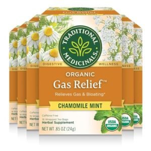 Traditional Medicinals Organic Gas Relief Digestive Tea (Pack of 6) – Relieves Gas & Bloating- 96 Tea Bags Total