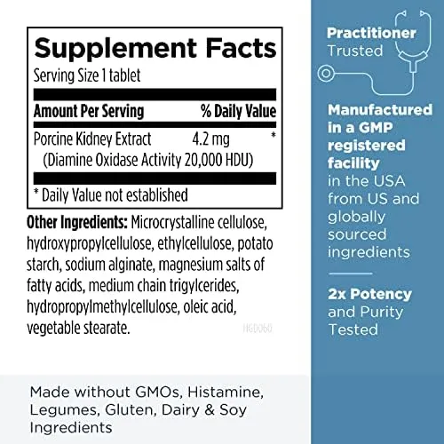 Designs for Health HistaGest-DAO - Diamine Oxidase DAO Enzyme to Support Digestion of Histamine-Containing Foods - 20,000 HDU DAO Diamine Oxidase Enzymes (60 Gastro-Resistant Tablets) - Image 6