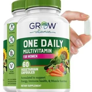 grow vitamin One Daily Multivitamin for Women – Energy Support – Whole Food Supplement to Nourish Hair, Skin, Nails – Non-GMO – No Soy – Gluten Free – 60 Capsules – 2 Month Supply