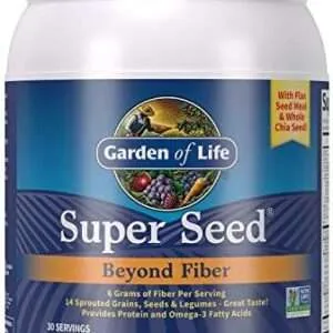 Garden of Life Super Seed – Vegetarian Whole Food Fiber Supplement with Protein and Omega 3, 1 Lb 5oz (600g) Powder