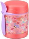 10oz Insulated Soup Thermo for Kids – Leakproof Stainless Steel Food Jar With Spoon for School Lunches (Pink Mermaid)