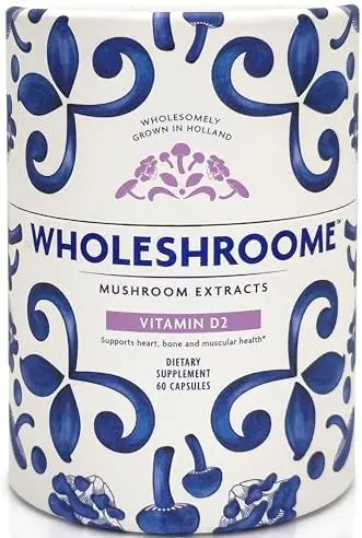 Wholeshroome Vitamin D2 | Premium European Mushroom Supplement | High Potency (3600 IU) of Organic Whole Food Vitamin D from Mushrooms | Supports Immune, Bone Health Energy and Mood