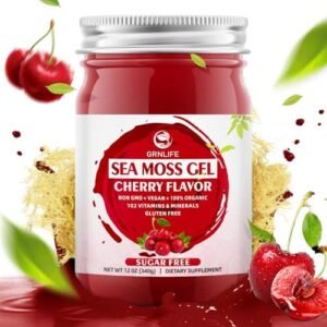 Sea Moss Gel Organic Raw 12oz, Wildcrafted Superfood Irish Seamoss Gel, Rich in 102 Vitamins & Minerals, Nutritional Supplement for Immune and Digestive Support, Cherry Flavored