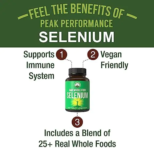 Raw Whole Food Selenium Supplement - Pure Selenium Vegan Capsules for Immune System, Thyroid Support, Heart Health, Prostate. Superior Absorption 30 Pills - Image 3