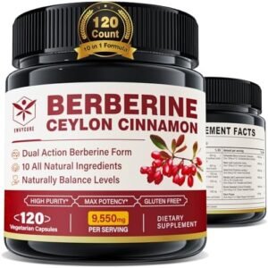 Berberine Supplement Organic 1500mg with Ceylon Cinnamon Bitter Melon & Banana Leaf, Berberine HCL Complex Supplements and Botanical Extract for Immune Support & Body Management, 120 Veggie Capsules