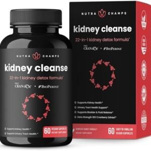 Kidney Cleanse Detox & Repair | 22-In-1 Kidney Health Supplement | Extra Strength 50:1 Cranberry Extract with Bioperine for Increased Absorption | Kidney & Urinary Tract Support & Flush Formula