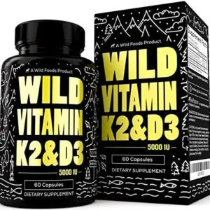 Wild Foods 5000iu Vitamin D3 + K2 | (100mcg Mk7) with Black Pepper Extract, Plant-Based, Non-GMO, Soy & Gluten-Free | Dietary Supplement | Made in USA | 60 Capsules