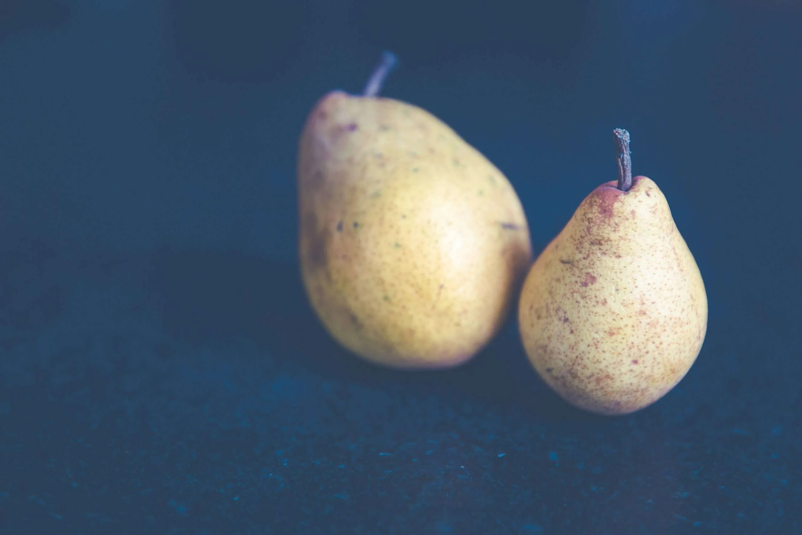 Home filtered photography of two pear fruits